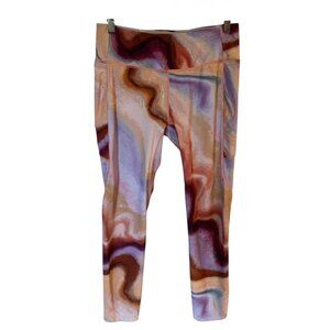 CALIA By Carrie Underwood Pink + Orange Watercolor Print Energize 7/8 Leggings L